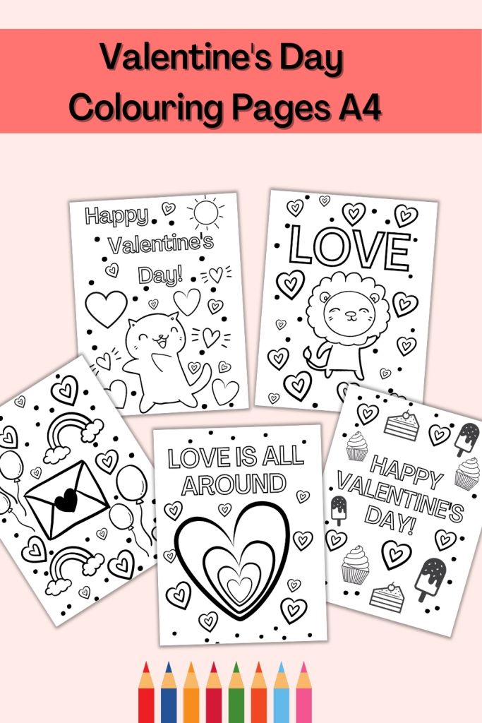 5 Pages of Valentine's Day Colouring Pages for Kids